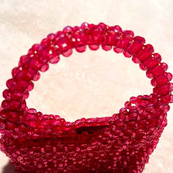 Vintage Pink With Gold Thread Beaded Purse - Picture 5 of 5